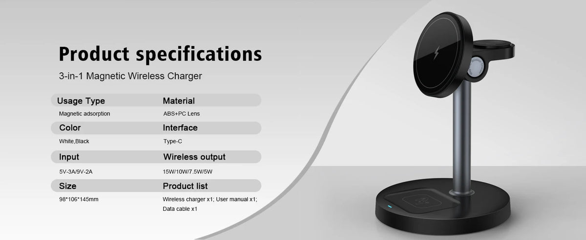 Three-in-One Magnetic Wireless Charging Stand