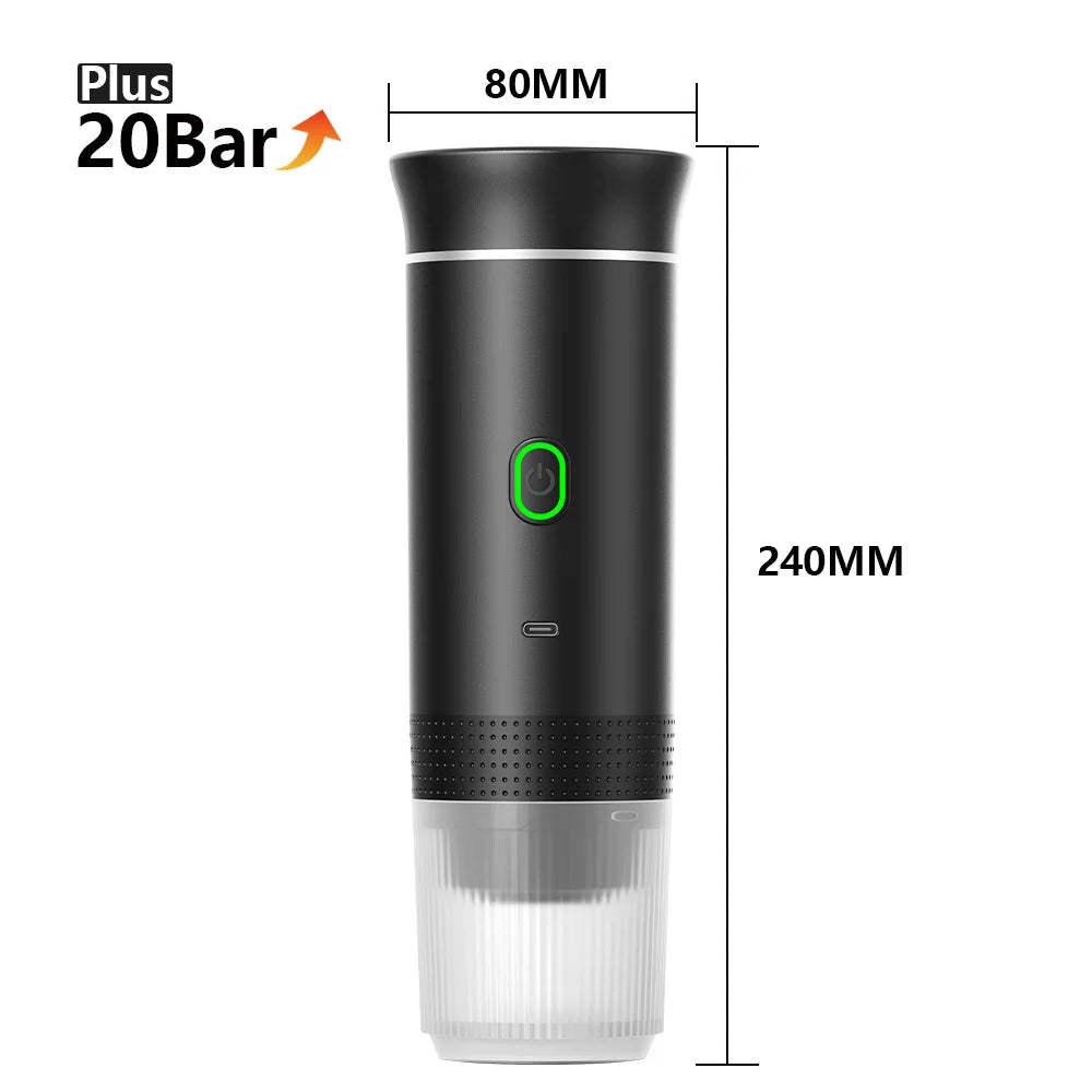 Portable Rechargeable Espresso Maker for Capsules & Ground Coffee