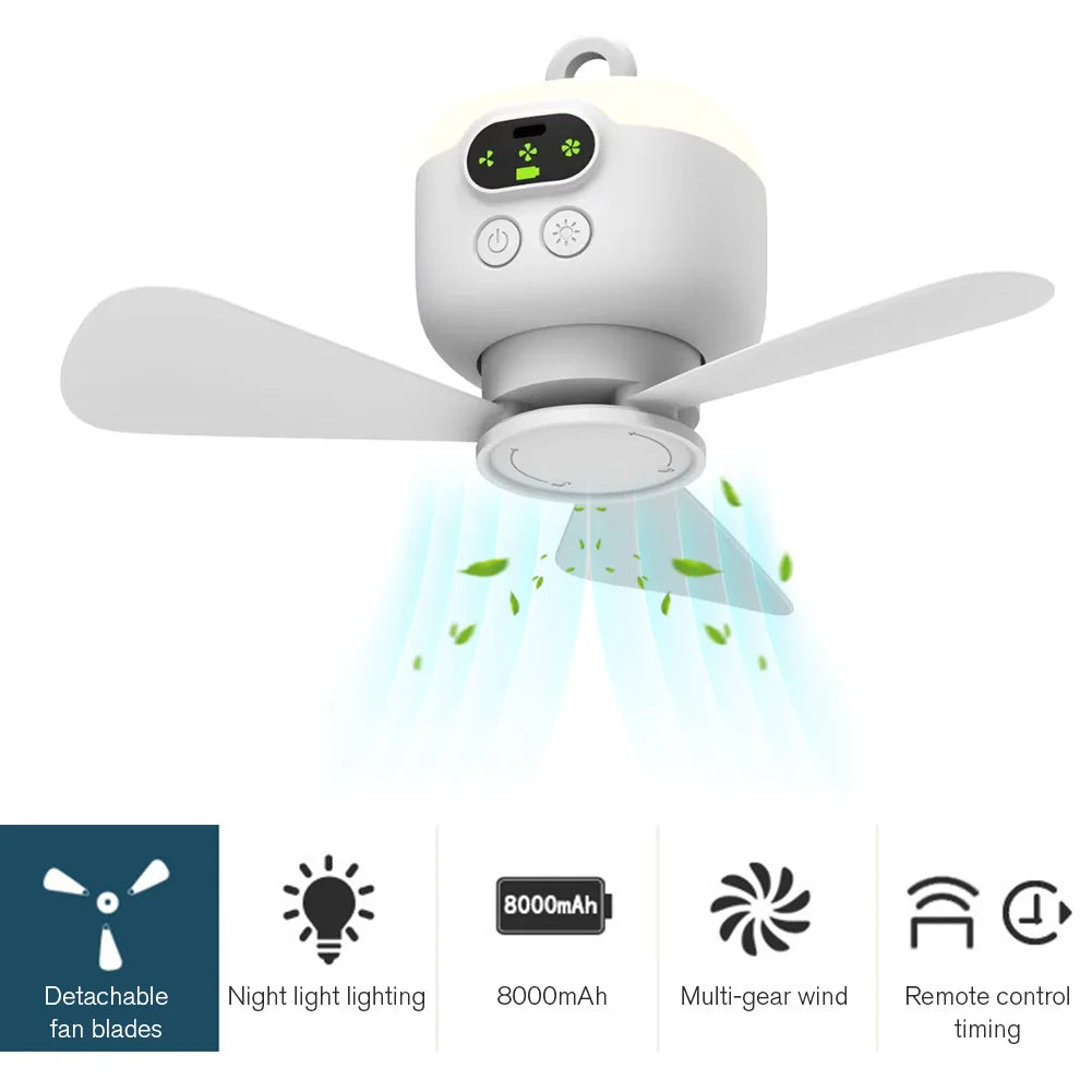 Rechargeable Wireless Camping Fan Light with Remote Control