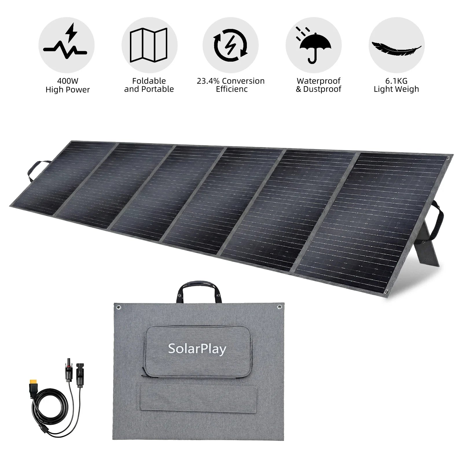 400W foldbart solpanel højtydende oplader til off-grid strøm