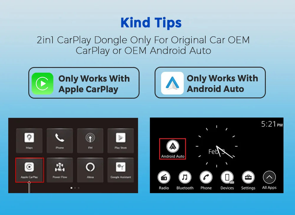 Bezdrátový CarPlay a Android Auto 2v1 chytrý dongle