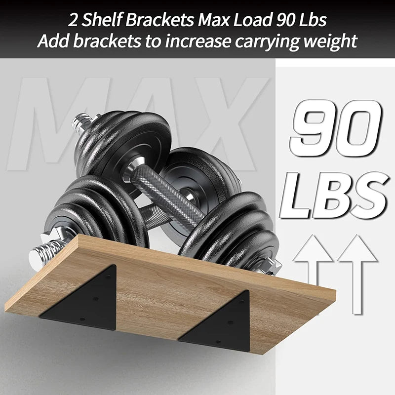 Concealed Shelf Bracket, Black, Size Options