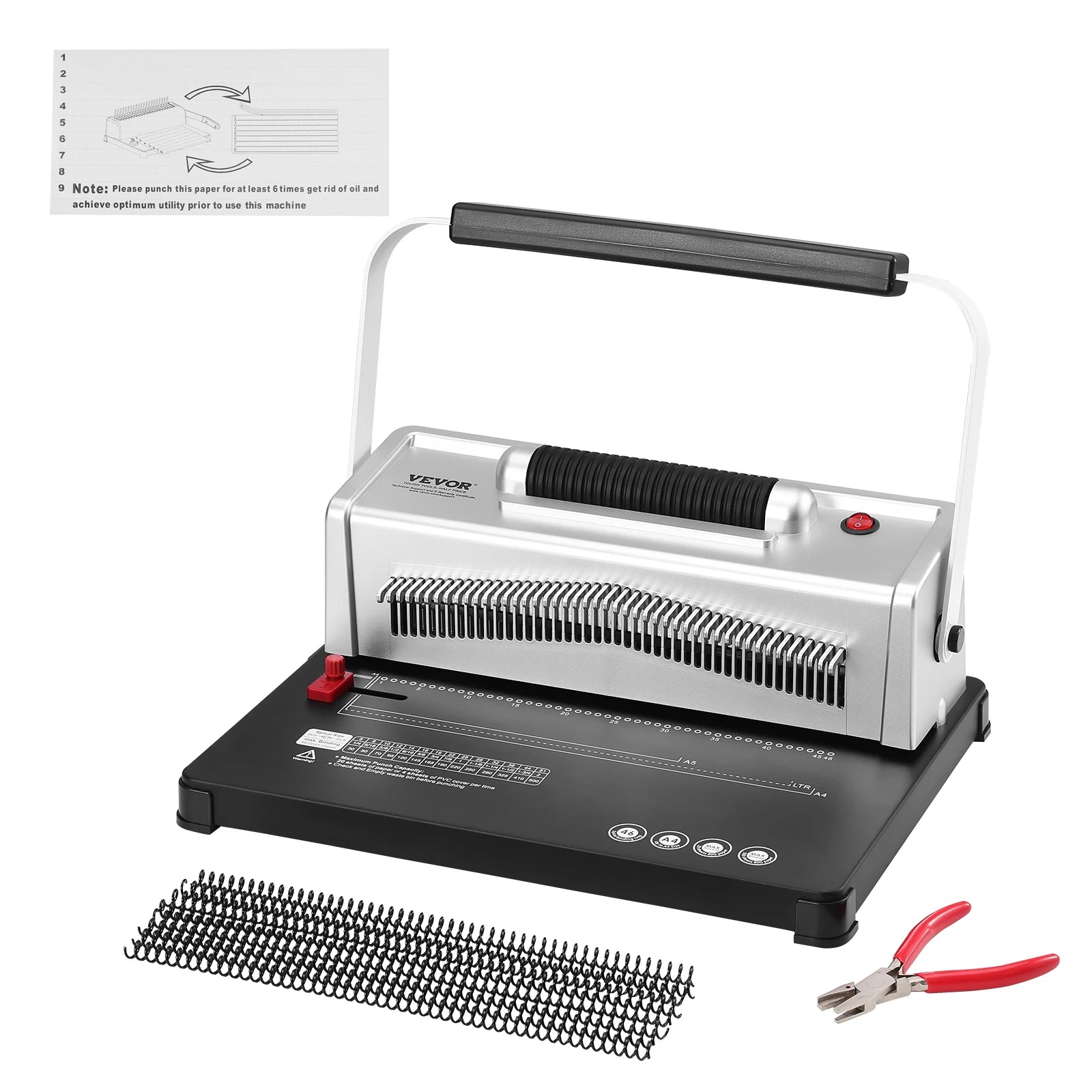 Coil Spiral Binding Machine with Adjustable Spine for 500 Sheets