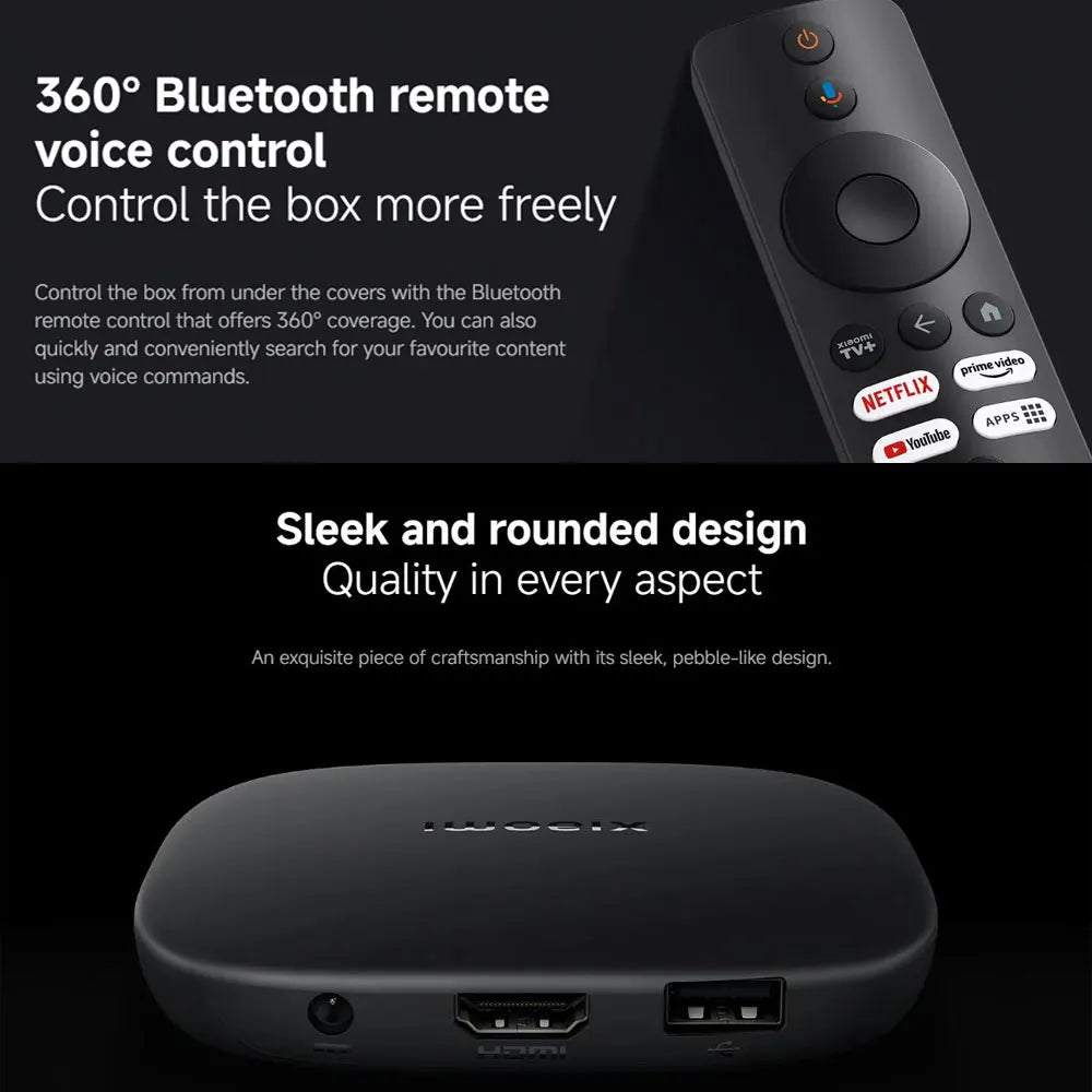 New Xiaomi TV Box S 3. generacija, pametni Android TV box 4K UHD media player, Dolby Vision HDR10+ Google Assistant Google TV set-top box