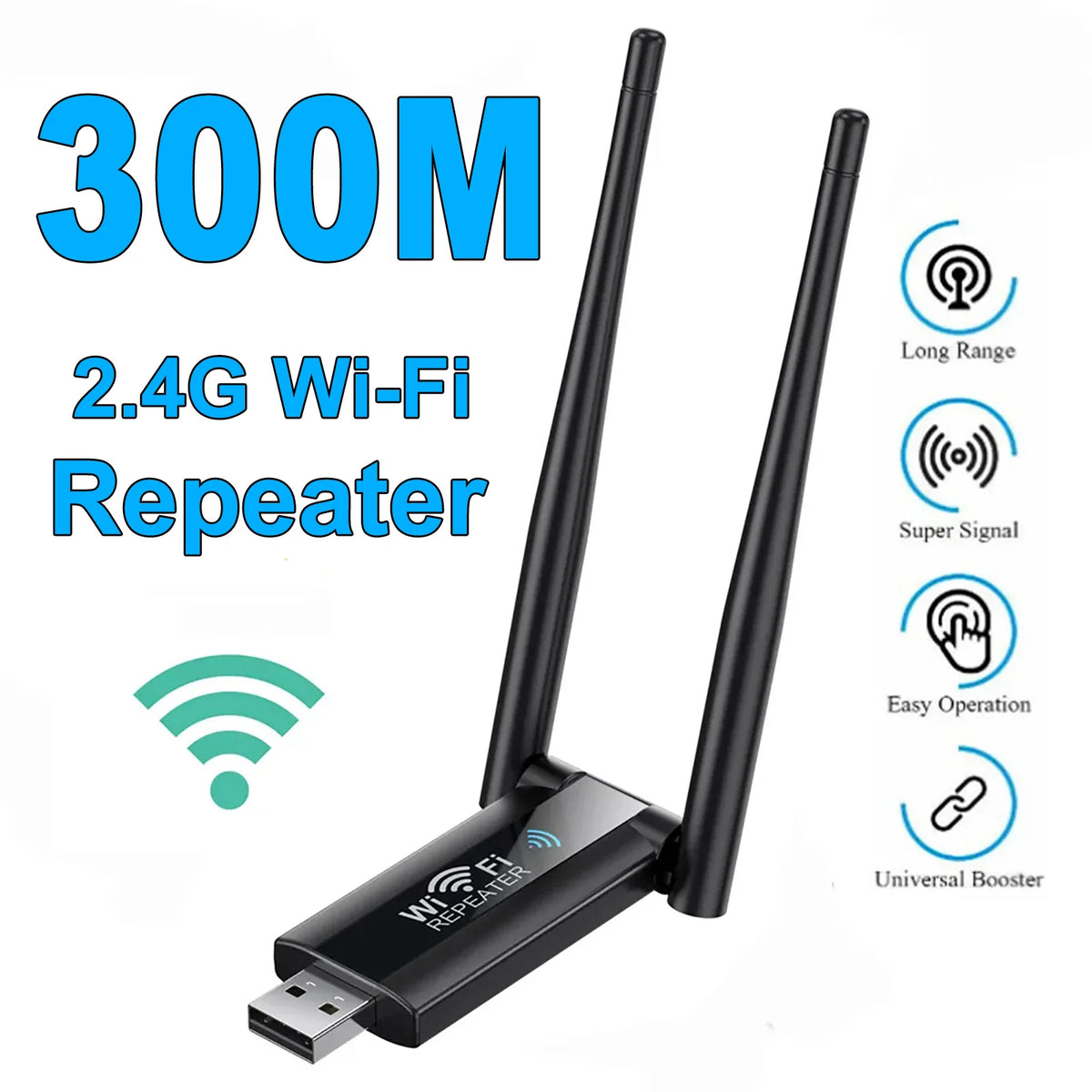 2.4GHz 300Mbps USB Wi-Fi Range Extender