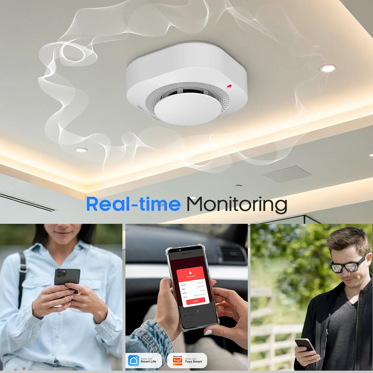 Smart WiFi Smoke Detector with App Alert