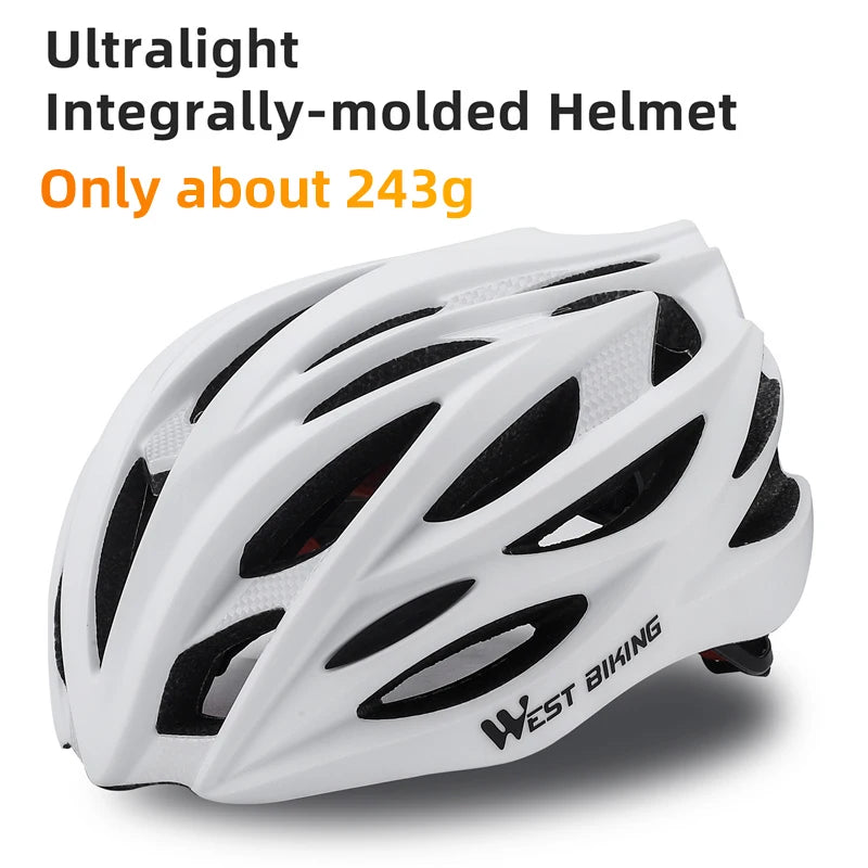 WEST BIKING Ultralight Cycling Helmet Integrated Molding MTB Road Bike Helmet Men Women Cycling Safety Cap Bike Accessories