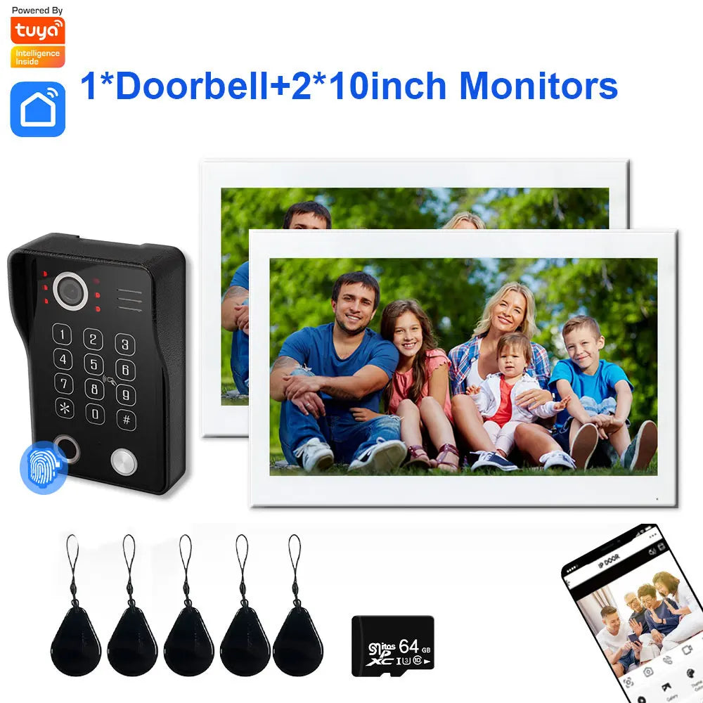 Fingerprint 5in1 Unlock Wifi Doorbell Video Intercom System For Home Doorphone Tuya Smart 1080P Touch Monitor Security Protect
