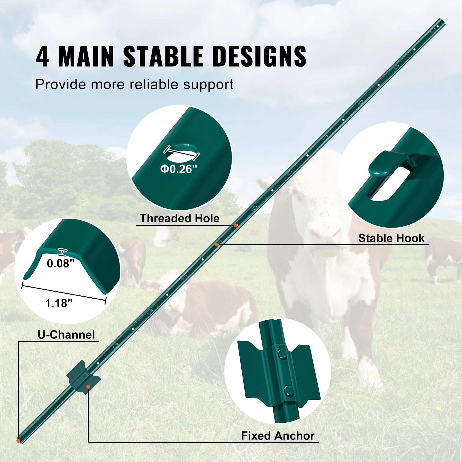 SucceBuy Fence Post T-Post Heavy Duty Metal Fence Post Sturdy Steel Fence Stakes for Garden Yard Lawn Farms Outdoor Wire Fencing