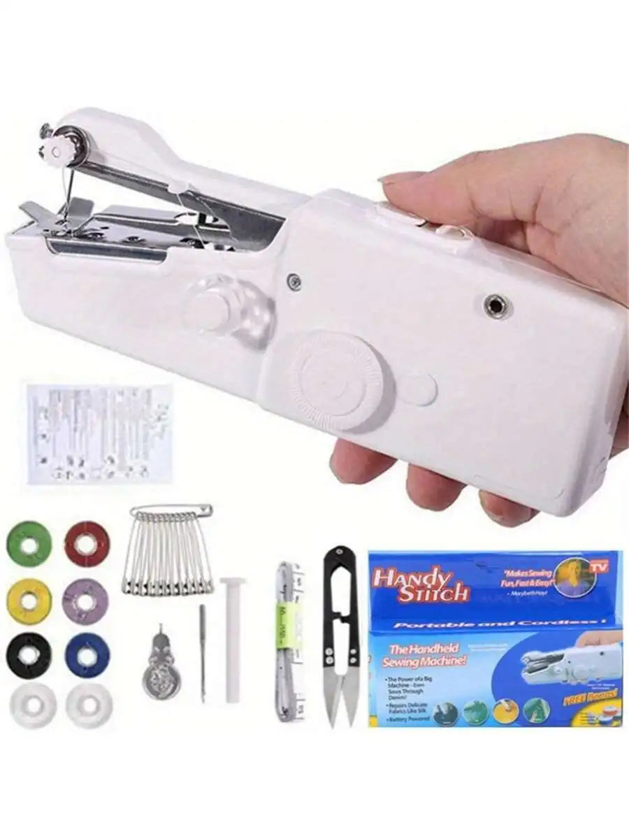 Mini máquina de costura portátil, preta ou branca