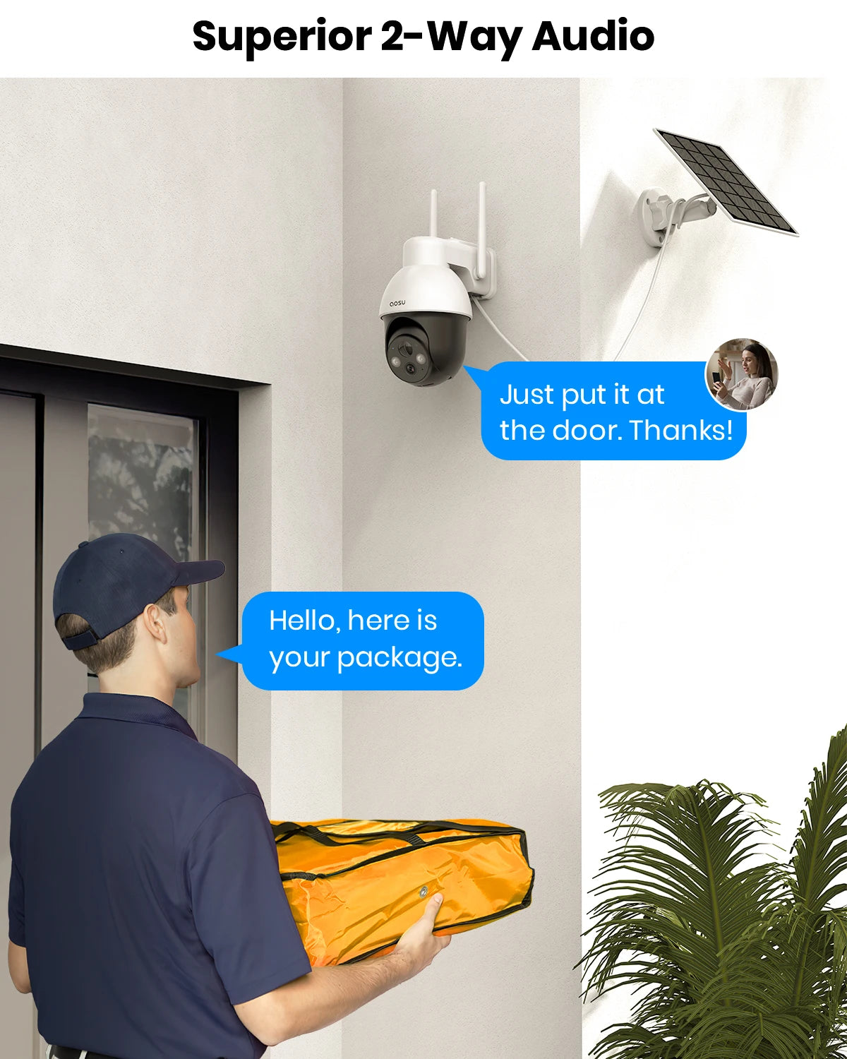 AOSU 3MP Solar PTZ Security Camera with 2-Way Audio