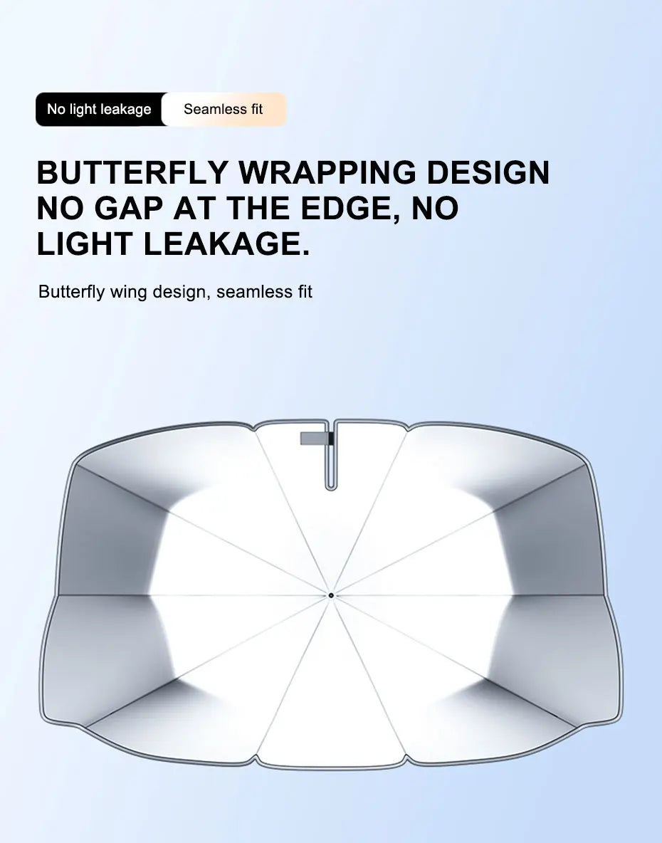 SEAMETAL Upgraded Windshield Sun Shade for Car Heat Insulation Sun Protection Cover UPF50+ UV Blocking Auto Sunshade Umbrella