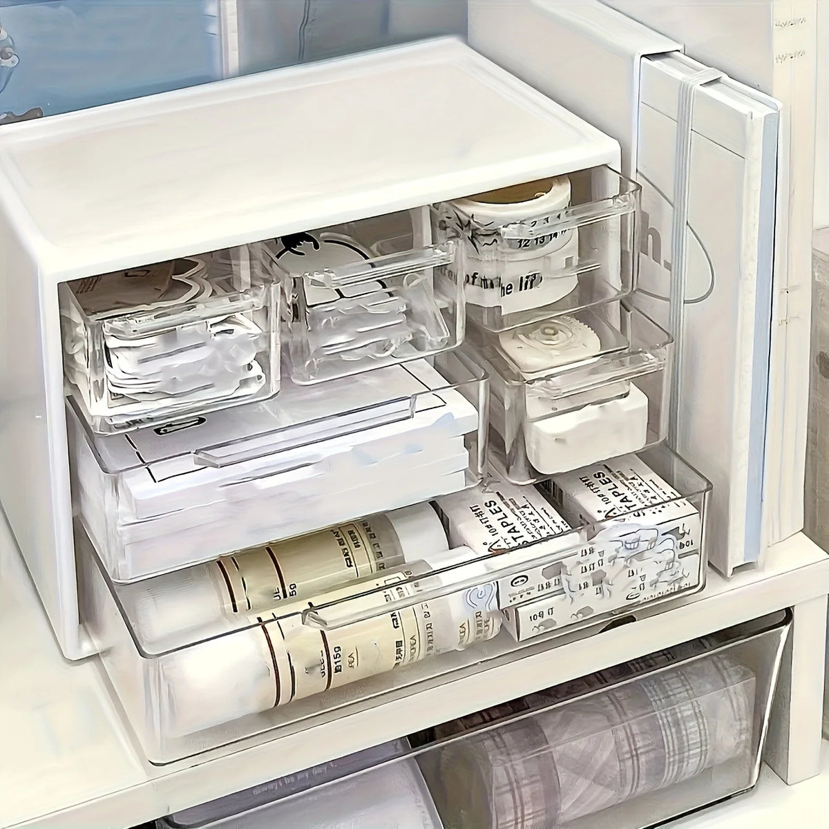Organizer da scrivania a sei cassetti, bianco