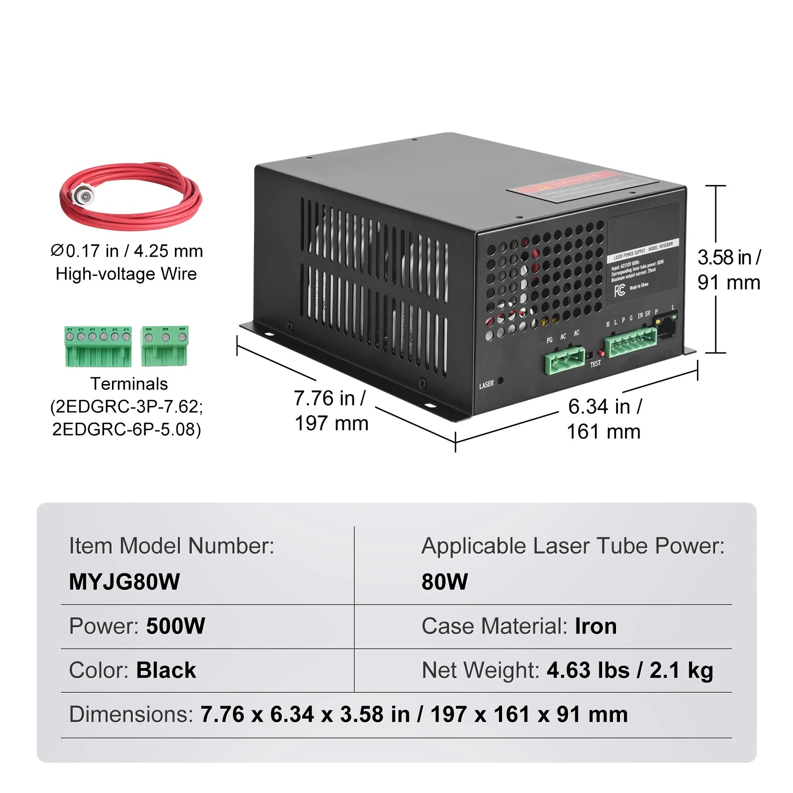Τροφοδοτικό Ισχύος CO2 Laser 40W–150W για Χαράκτες & Κόφτες 110V