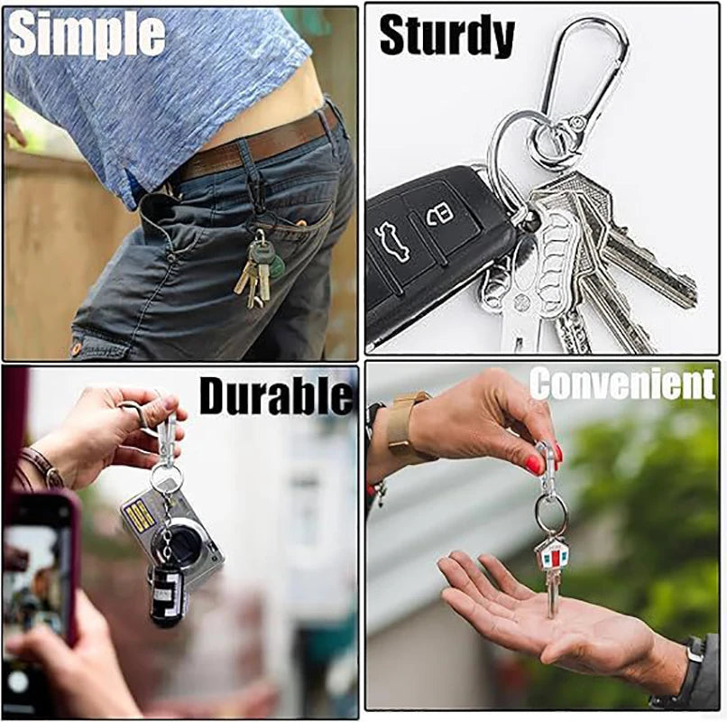 6Pcs Carabiner Clip Keychain Metal Carabiner Shape Key Ring Keyring Key Holder Clips Hook Holder Organizer for Car Keys Finder