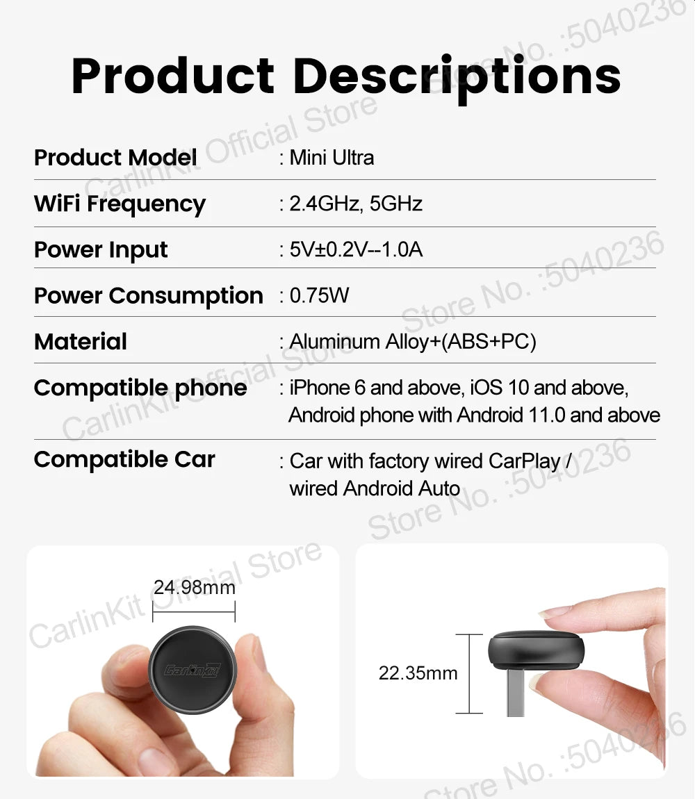 Wireless CarPlay and Android Auto USB Adapter