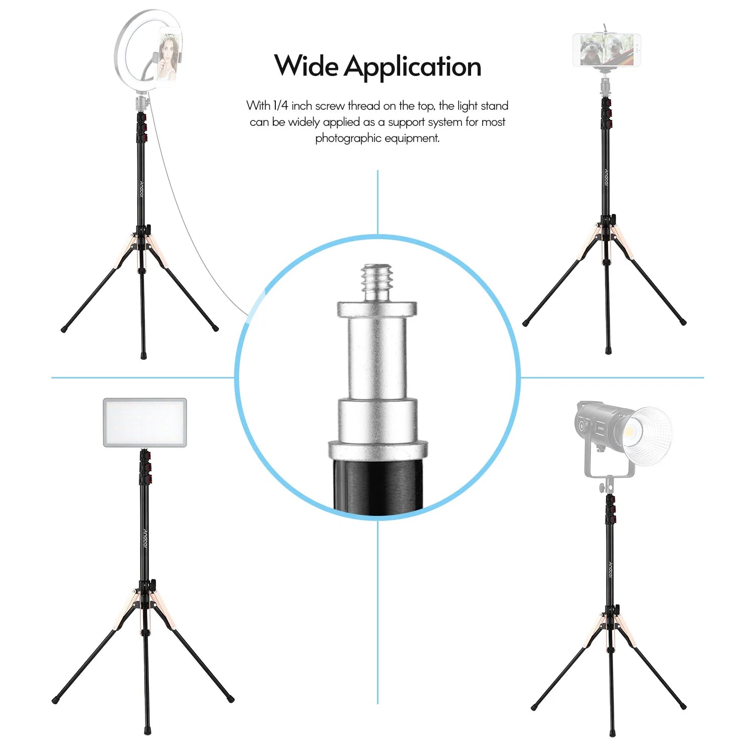 Prenosný hliníkový statív na fotografovanie Andoer 190 cm