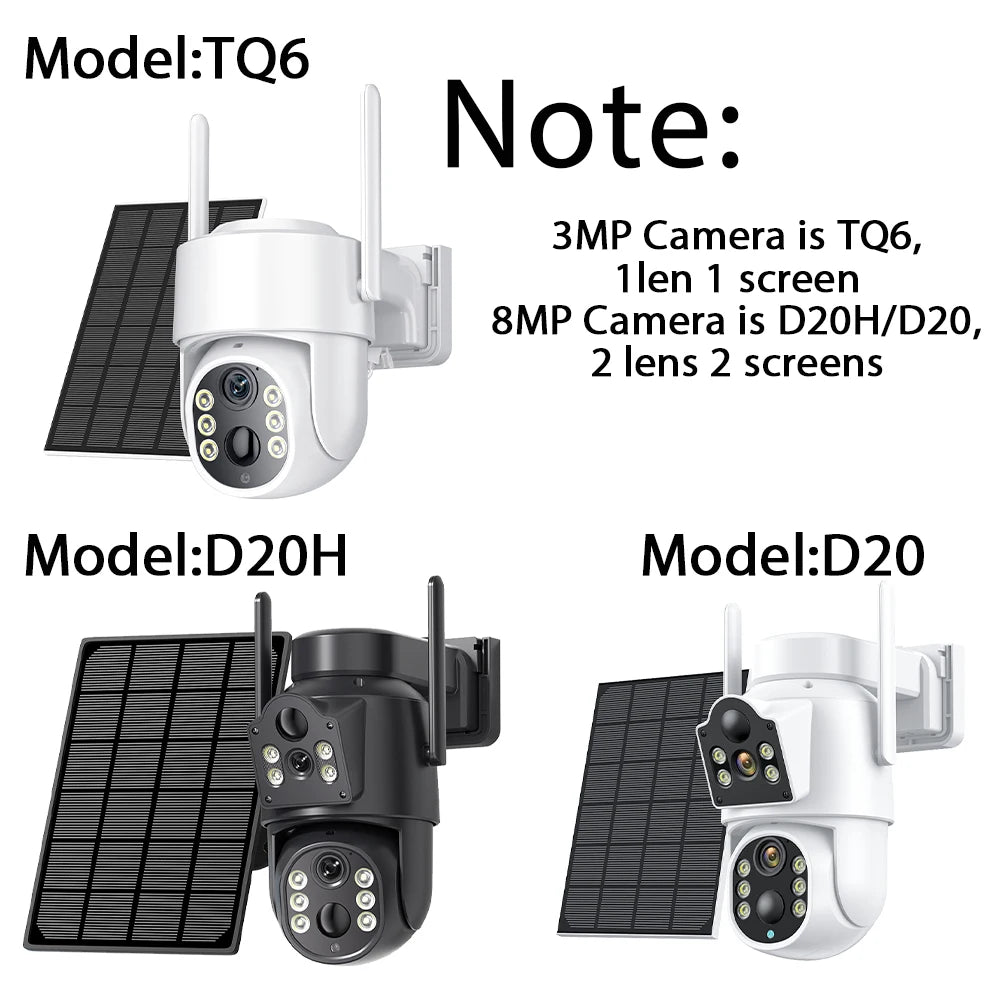8MP 4K Outdoor WiFi Solar Security Camera Dual Lens Night Vision
