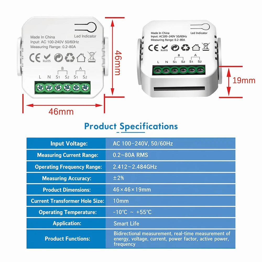 Tuya WiFi Energy Monitor - One or Two Channels