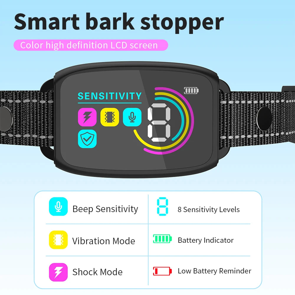 Automatic Anti Bark Dog Collar with Rechargeable Waterproof Design