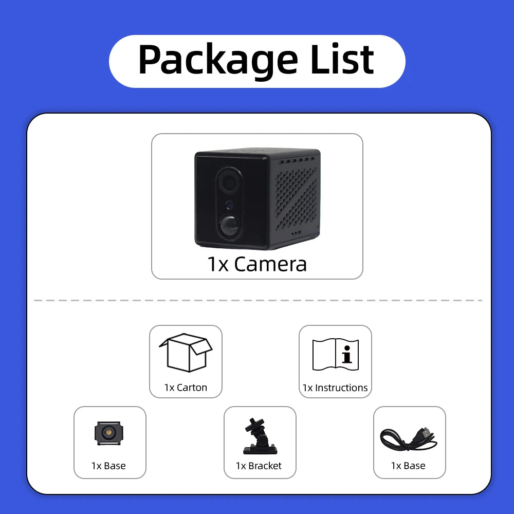 5MP HD 4G Or WiFi Mini Camera Indoor Night Vision Surveillance Security Monitoring 3000mAh Battery Low Power Home Cam