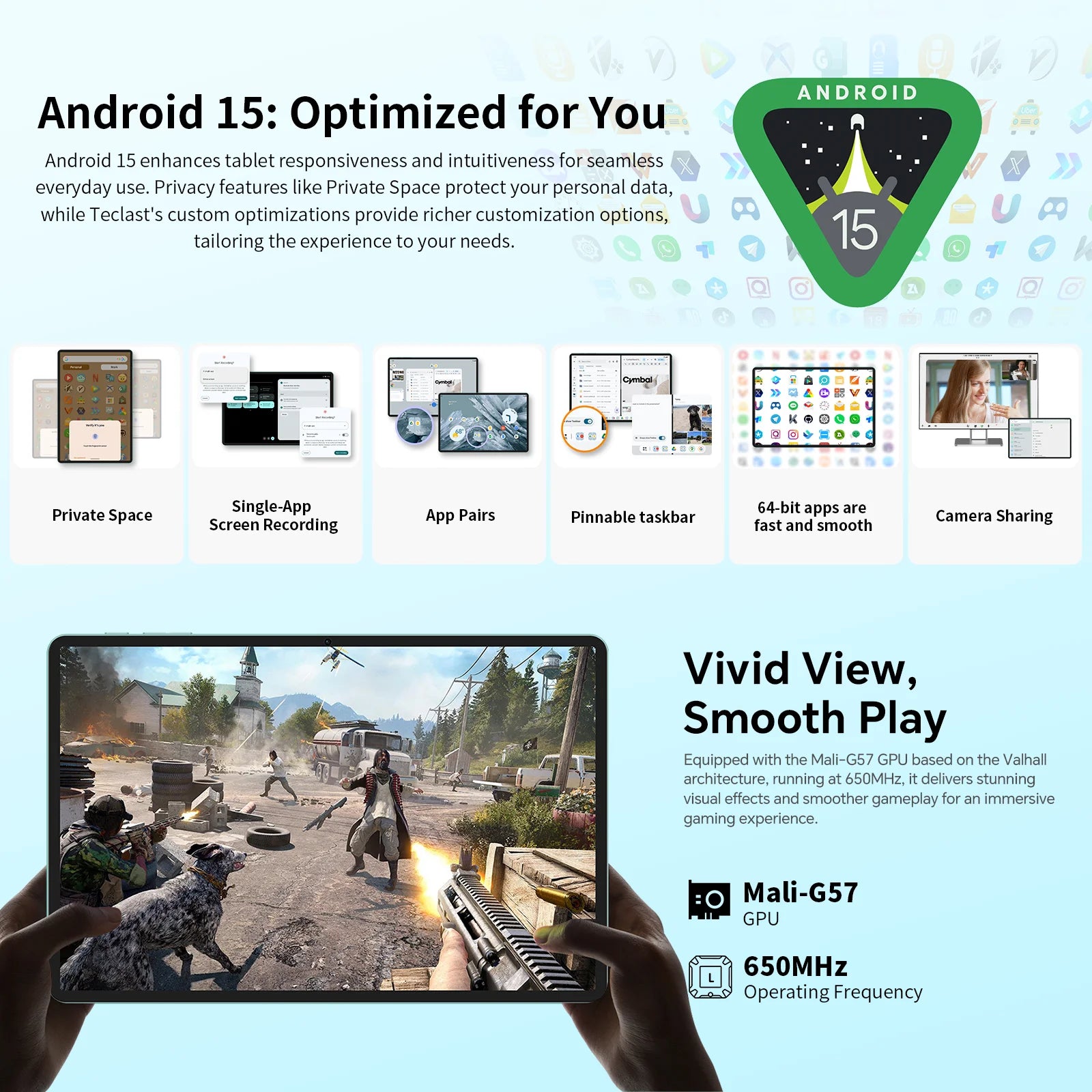 Teclast P50 2025 Android 15 Ταμπλέτα με οθόνη IPS 11"