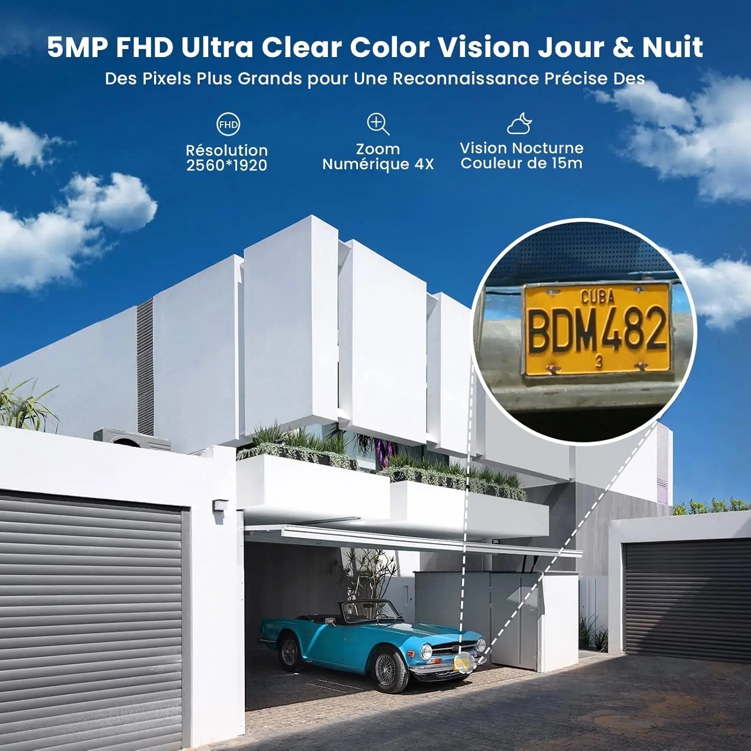 ieGeek 5MP Wireless Outdoor WiFi Surveillance Camera, Solar Camera, 360 Degree Camera, Human PIR Detection, Colour Night Vision