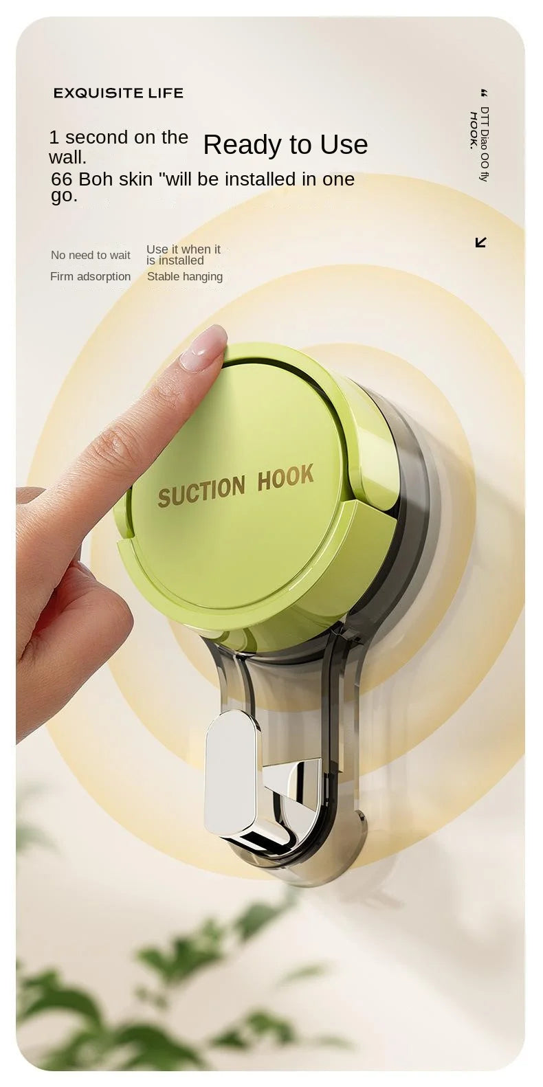 Suction Hooks Strong Vacuum Power Traceless No-Drilling Adhesive Hooks for Home Bathroom Kitchen Door Back and Toilet Area