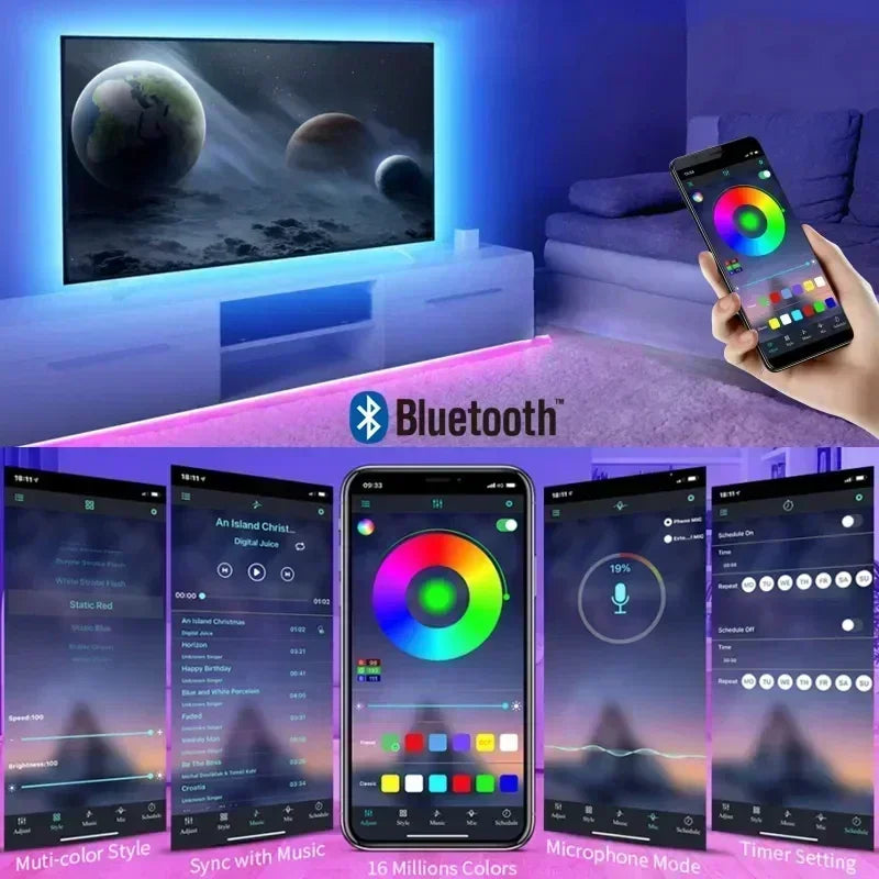 Bandă LED RGB USB cu control prin aplicație Bluetooth