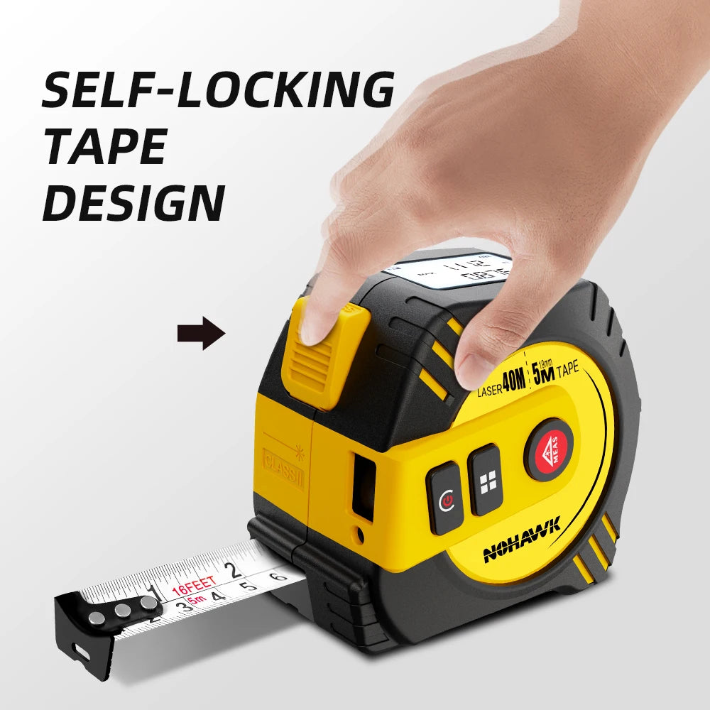Mètre ruban laser Nohawk 40 m/80 m, télémètre laser, mètre ruban numérique, outil de mesure, mètre ruban en acier, rechargeable par USB