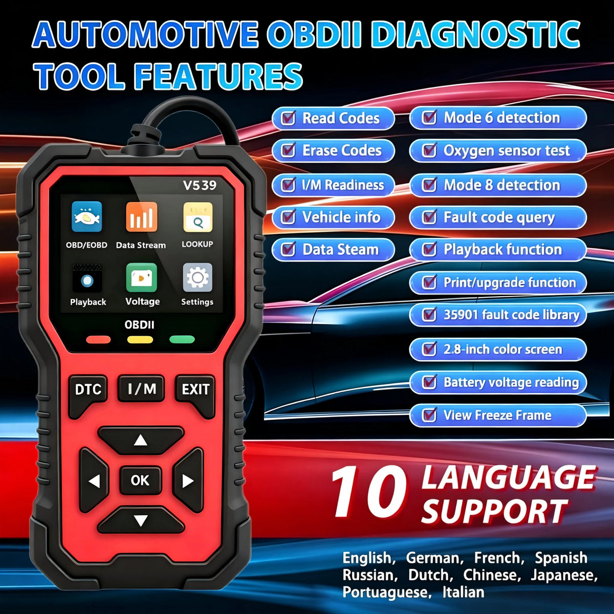 V539 Wired OBD-II Diagnostic Scanner