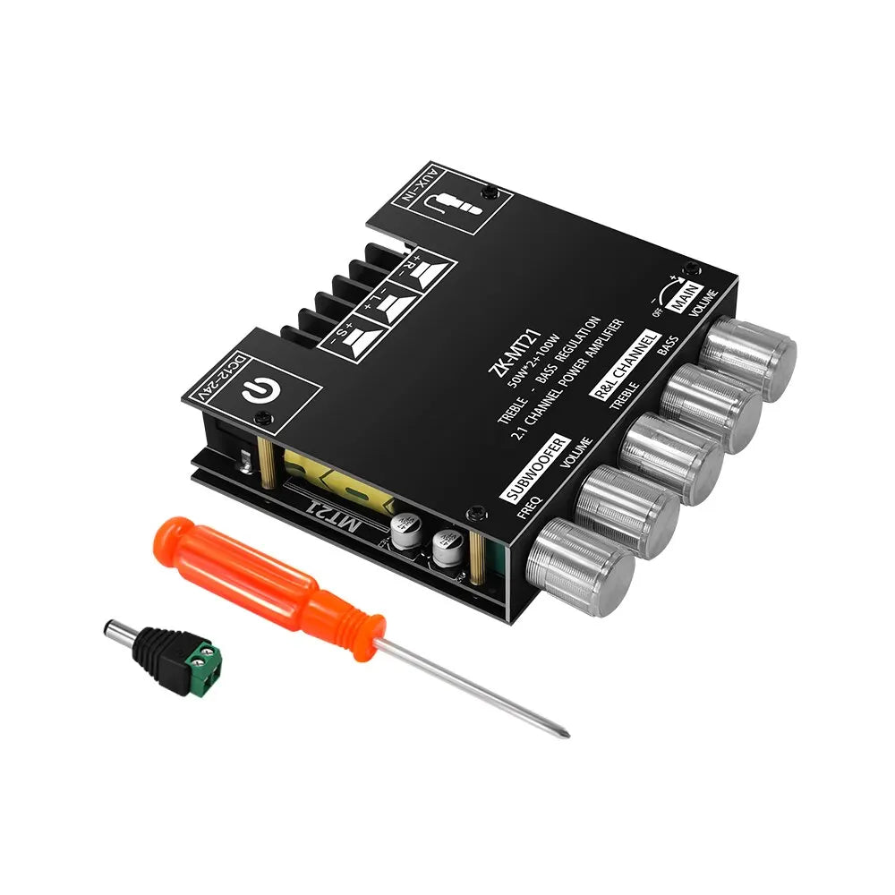 ZK-MT21 Channel Bluetooth 5.0 2.1 Subwoofer Amplifier Board 50W*2 +100W Power Audio Stereo Amplifier Board Bass AMP AUX
