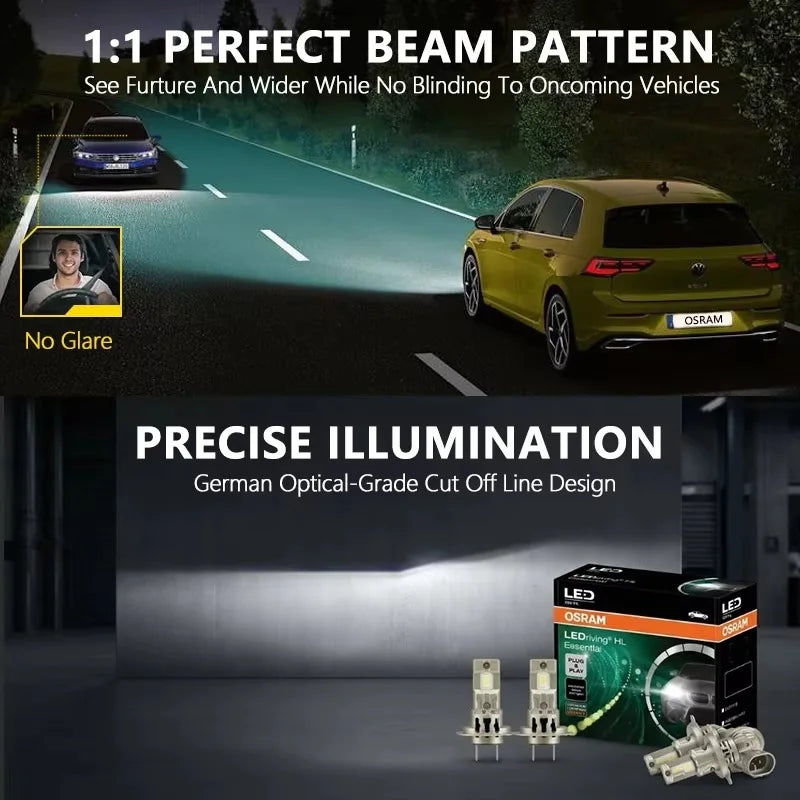 OSRAM Essential LED H7 H18 Car Headlight PX26d Socket Based LED 12V 70W 5000LM Bright Power High Low Beam 6000K Cool White Lamps