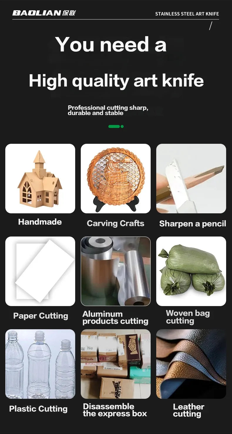 Utility Knife Box Cutter 8 In 1 Mutipurpose Stainless Steel Retractable Heavy Duty Waterproof Snap off Cutter Knife And Blades