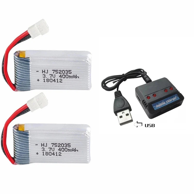 3.7 V 400 mAh RC-batteri och laddare - alternativ