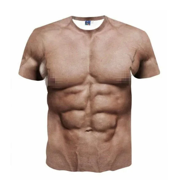 3D Muscle Tattoo Print T-Shirt