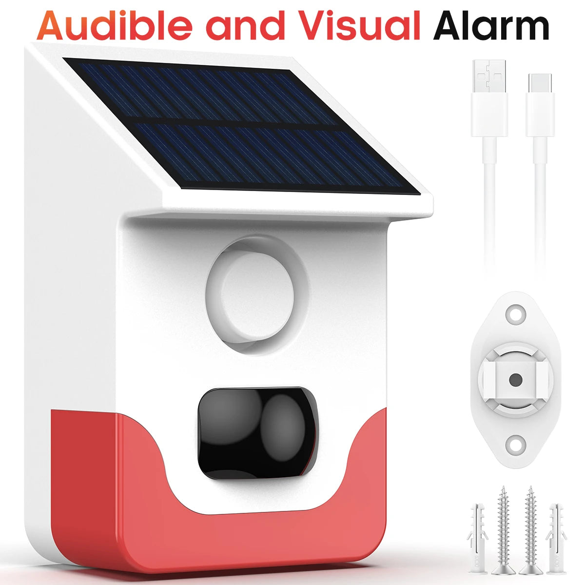 120° Detection Solar Alarm 120dB 4 Working Modes Solar-powered PIR Motion Detection Alarm For Home Courtyard Security