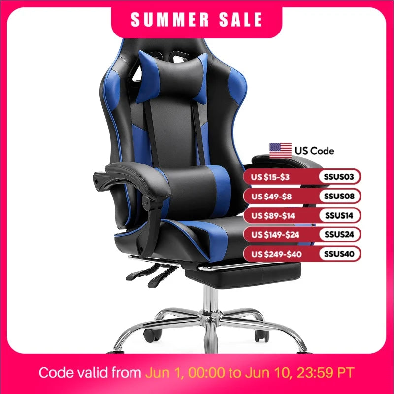 Ergonomic Racing Gaming Chair with Lumbar Support and Flip-Up Arms