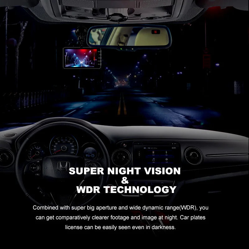 Front and Rear 1080P Dashcam with 4 Inch Touch Screen