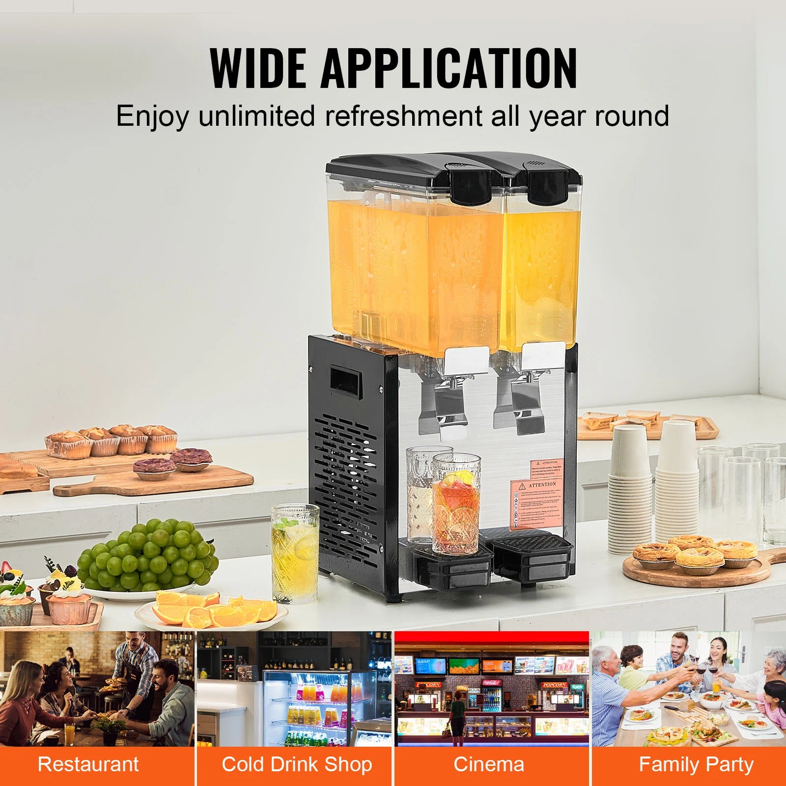Commercial Beverage Dispenser 10L–18L Stainless Steel Cooling Machine