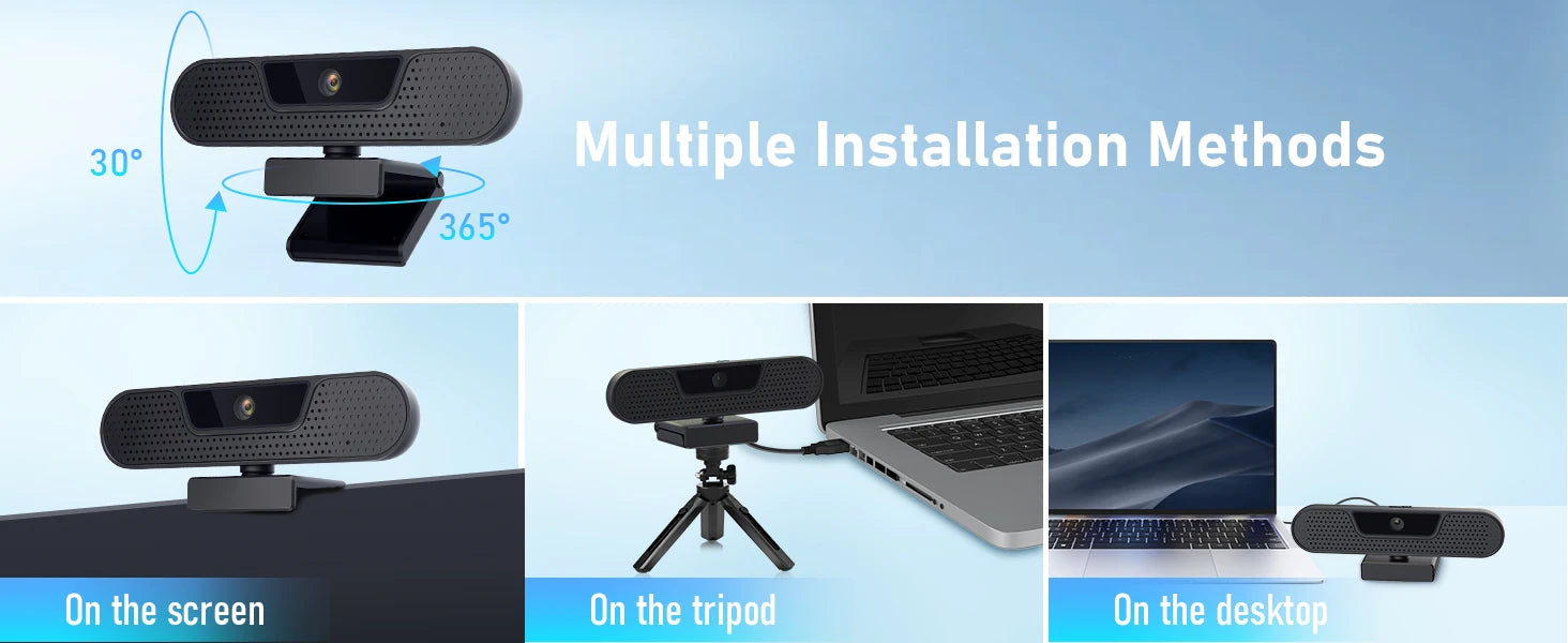 VIZOLINK 4K UHD webkamera 8MP webkamera 4 zajszűrő mikrofonnal automatikus fókusz USB webkamera PC-hez Zoom Teams Google Meet streaminghez