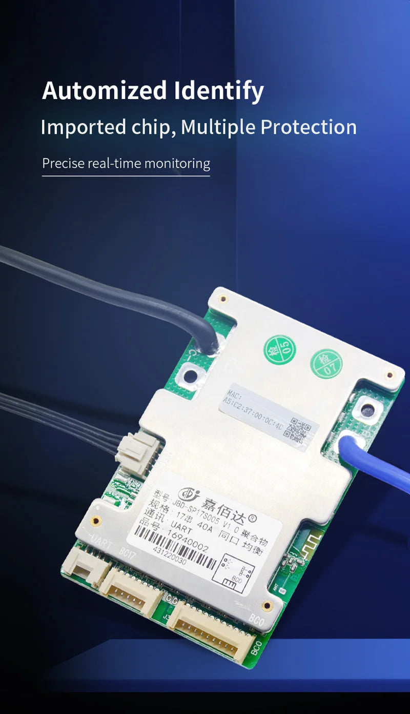 BMS intelligent JBD SP17S005 avec Bluetooth, 10S–17S