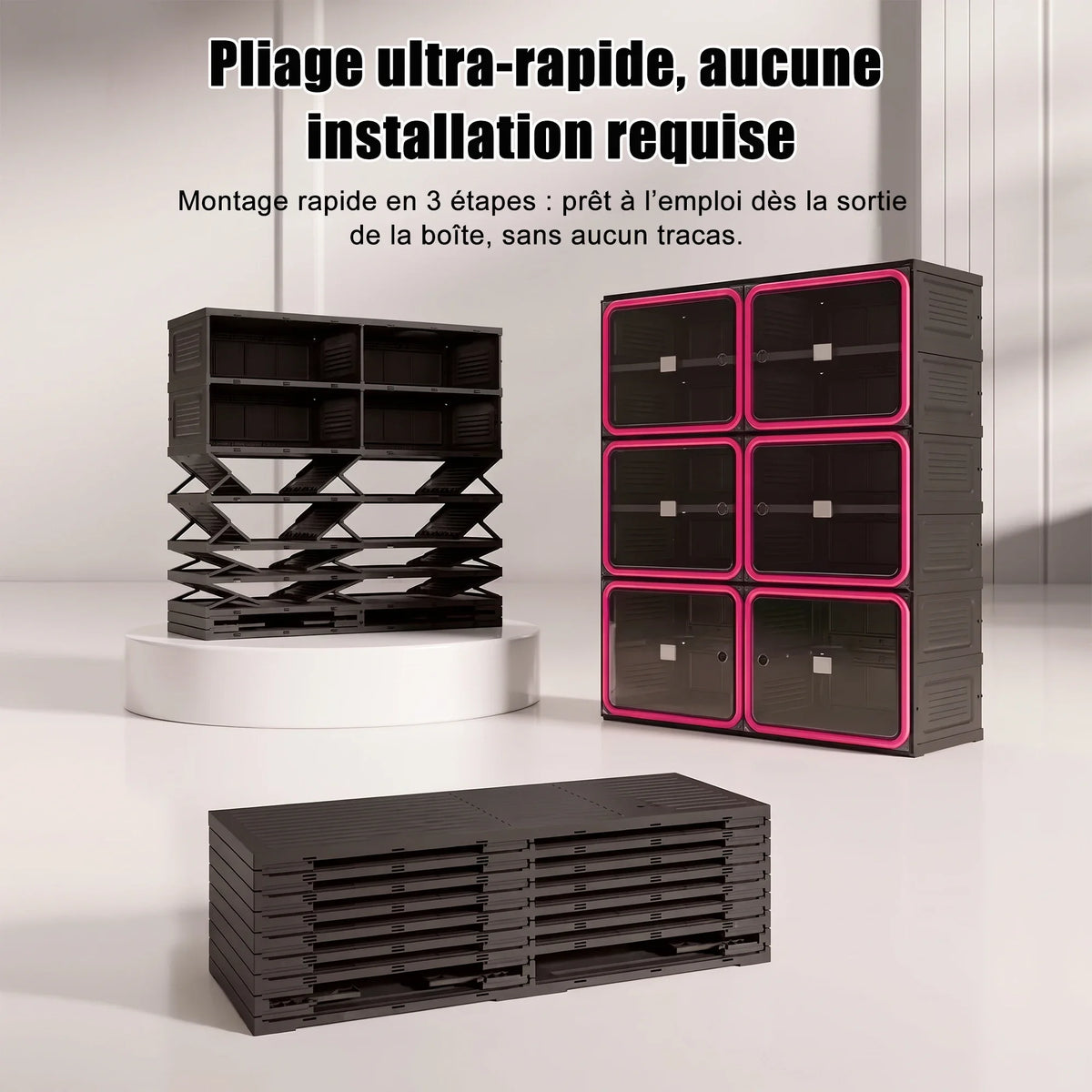 Νarrow Shoe Cabinet Folding Shoe Cabinet With Magnetic Door, Shoe Rack With 6 Doors And 12 Compartments, Shoe Cabinet, For 24 Pairs Of Shoes, 85 X 34 X 108 cm, Plastic Storage Cabinet, For Living Room, Bedroom, Hallway