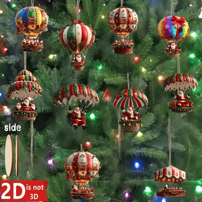 10pcs Christmas Wooden Hot Air Balloon Pendants 🎈