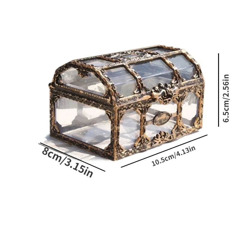 Plastic Transparent Pirate Treasure Box Crystal Gem Jewelry Box Storage Organizer Chest Treasure for Jewelry Gem Trinket Box