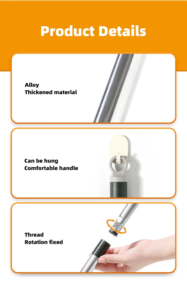 72-226CM Extended Window Cleaning Tool Glass Cleaner Mop with Silicone Scraper Window Cleaning Brush Household Cleaning Tools