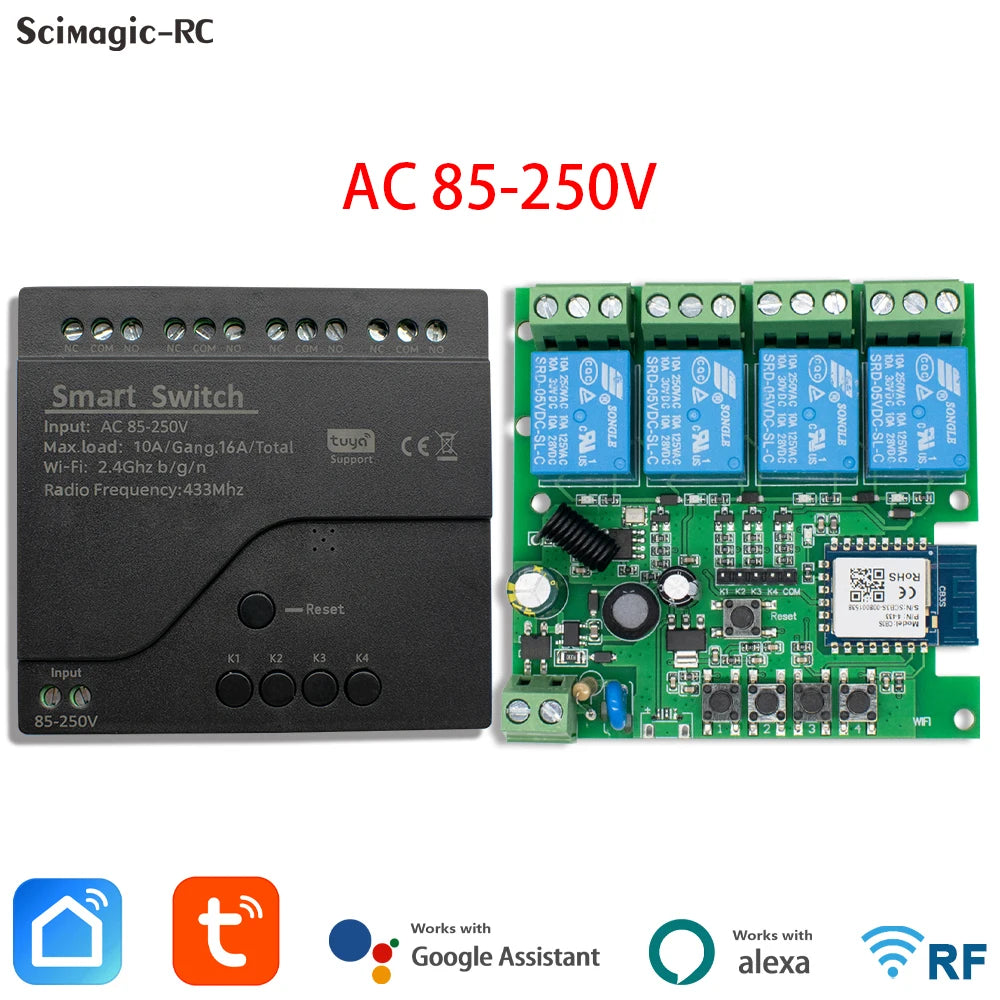 Tuya Four-Channel Wi-Fi Relay Module
