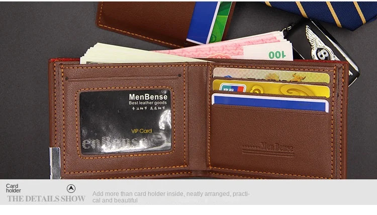 Fashion Casual Men's Short Wallet - Multi-functional Draw Card Holder for Men, Slim Cardholder Bags with Free Shipping