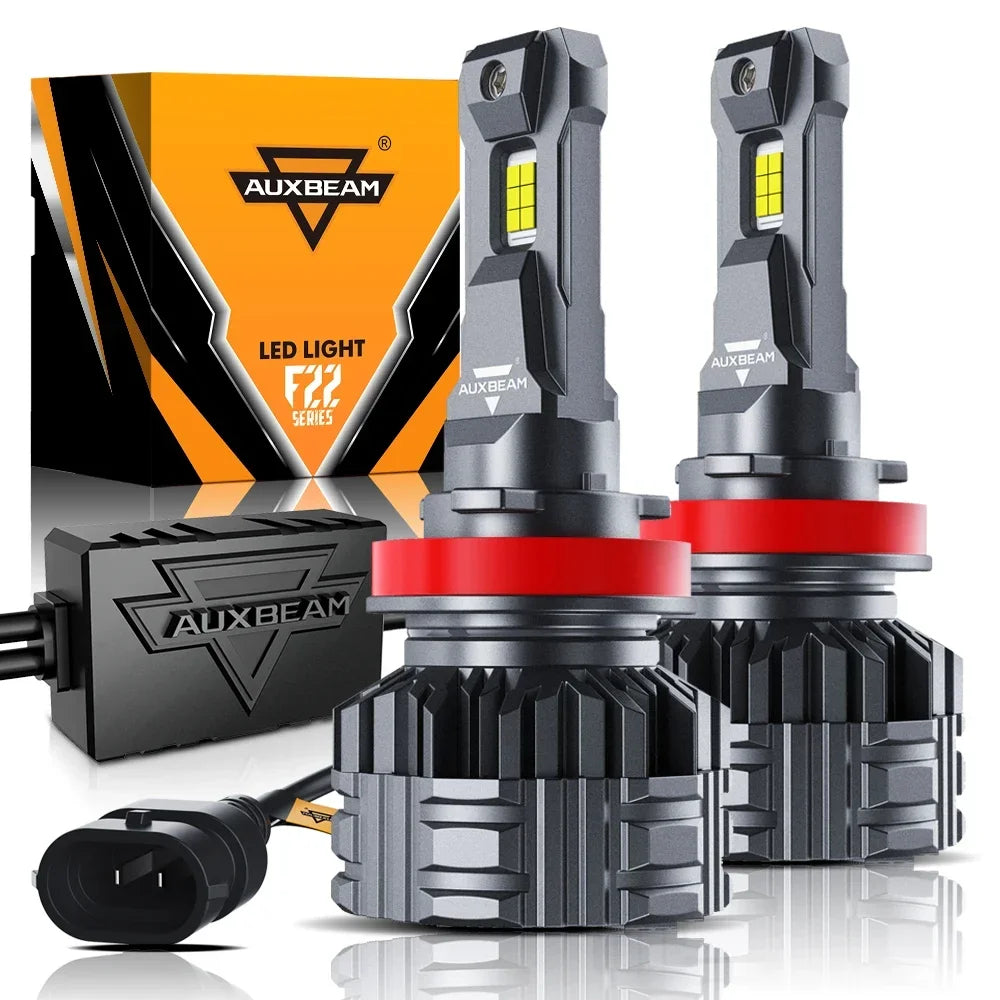 AUXBEAM 110W LED Headlight Bulbs H4 H7 H11 9005 9006 9007 LED Bulbs BUILT-IN CAN-Bus HIGH BRIGHTNESS 24000LM 6500K F22 SERIES