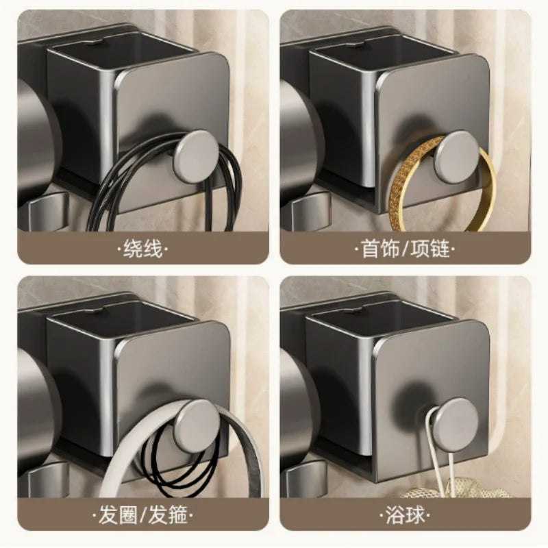 Wall-Mounted Hair Dryer and Toiletry Organiser